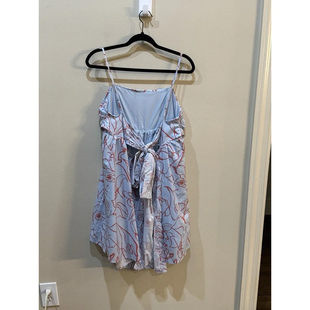 Meet me in Santorini Dreams Short Dress Abstract Asymmetrical Sundress Bow Large